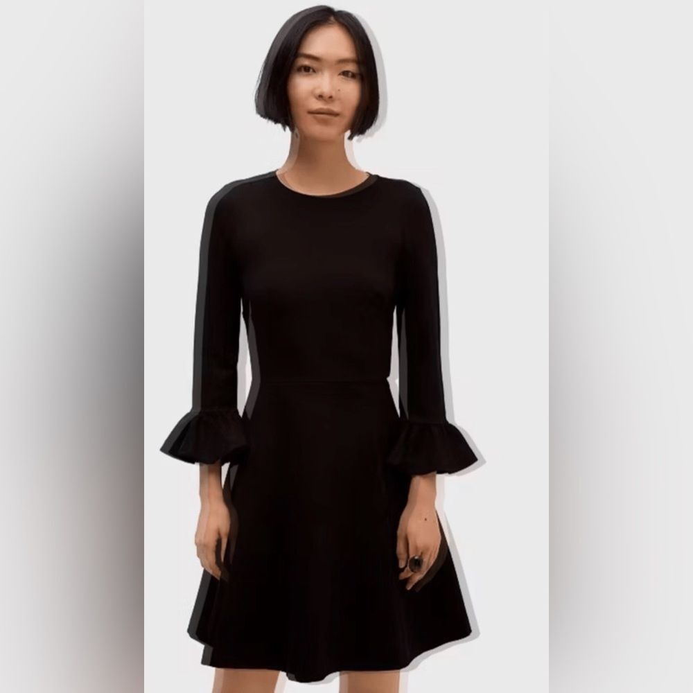 NWOT kate spade Black Long-Sleeve Ruffle-Cuff A-Line Dress size XL